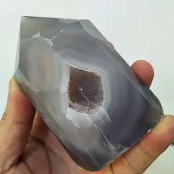 Natūralus agatas geode kristalų lazdelė taškų feng shui akmens gydymo kristalų lazdos chakra energijos