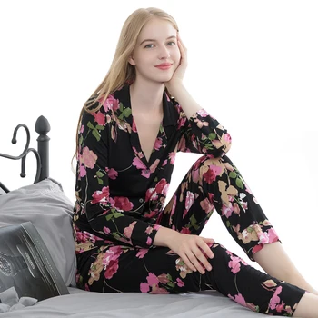 Naujas Moterų Derliaus Realių Mulberry Šilko Pižama Sleepwear Tiktų Namų Drabužių SI0015