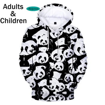Naujas Negabaritinių 3D Spausdinimo Panda Hoodies berniukų, mergaičių Megztiniai Vaikams, Rudenį 3D Gobtuvu Vaikai Panda puloveriai berniukų, mergaičių Švarkai