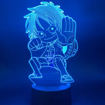 One Piece Anime Luffy Pav 3D LED Nakties Šviesos USB Spalva Keičiasi Stalo Lempa Atmosferos Šviesos Vaikai Miega Dovanos