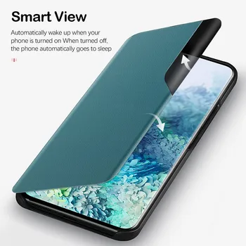 Originalus Prabangus Odinis Smart View Window Flip Case For Samsung Galaxy S20 Ultra FE 5G 4G S10 S8 S9 Plus europos sąjungos Oficialusis Magnetinio Atvejais