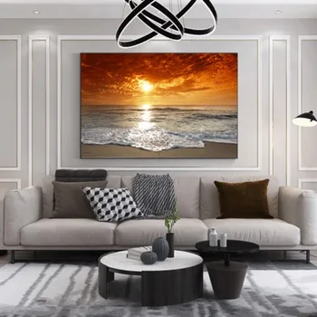 Pajūrio paplūdimio sunrise sunset gražus gamtovaizdis apdailos dažymo kambarį miegamojo sienų tapyba