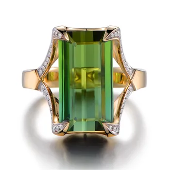 Prabangus smaragdas brangakmenių green jade kristalų Žiedai moterims femme Aukso spalvos anillos bijou cirkonis diamond mados šaliai, papuošalai