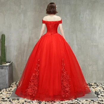 Raudona Rožinė Quinceanera Suknelės Nuo Peties Appliques Duobute Vestidos De Gala Largos Prom Dress, Uždusęs Maskuotis Kamuolys Chalatai