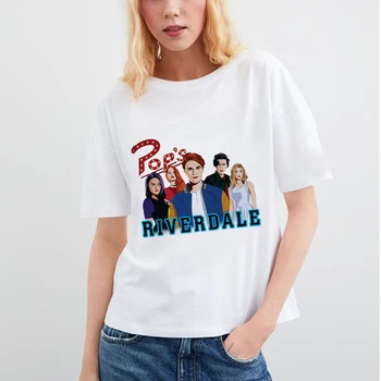 Senovinių Moterų marškinėliai Riverdale Pietų Harajuku Ulzzang 90s Pietų Pusėje Žalčių Femme Marškinėlius Poliesteris Atsitiktinis Balta Tee
