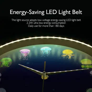 Spalvinga Spausdinti Medūzos Sieninis Laikrodis su LED Apšvietimo Jūros Želė Garso Valdymo Smart Watch Jūrų Gyvūnai, Įveisti Šviesos
