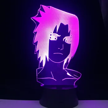 Uchiha Sasuke Naruto Anime Pav 3D LED Nakties Šviesos Nuotolinio Valdymo Stalo Lempa Baby Vaikų Gimtadienio Dekoracijos Kalėdų Naktį Lempa