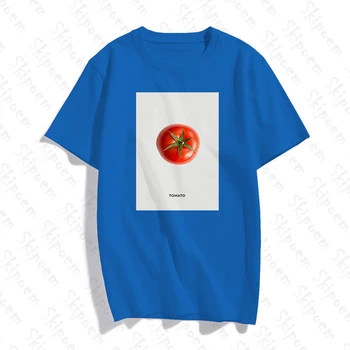 Vaisių Meno Pomidorų Marškinėlius Moterims Korėjos Stiliaus Atsitiktinis Derliaus Rožinė Kawaii Skipoem Spalvinga Medvilnės Trumpomis Rankovėmis Drabužius Vasaros Viršūnes