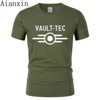 Vasarą Naujų Vault Tec logotipas Žaidimų Vaizdo Žaidimas Fallout 2 3 4 Tees Topai Marškinėliai Vyrams klasikiniai Atsitiktinis Medvilnės Drabužiai homme T Shirts