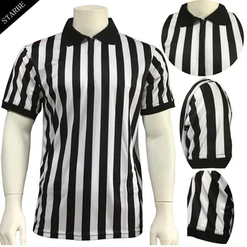 Vyrai profesinius black white stripes kvėpuojantis krepšinio teisėjų marškinėliai