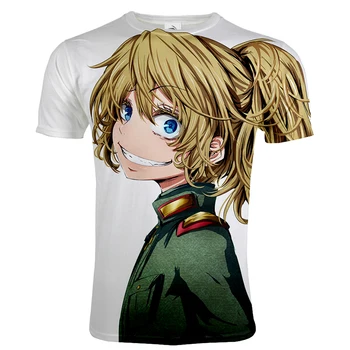 Youjo Senki T-shirt Anime Stiliaus Vyrų, Moterų Atsitiktinis Streetwear Saga Tanya 3D Atspausdintas Mados Marškinėlius Hip-Hop marškinėliai Drabužių