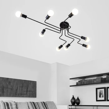 Šiuolaikinės trumpas geležies juoda E27 LED lemputės lubų šviestuvai, Šviestuvas Namų Deco valgomasis kambarys lubų lempa