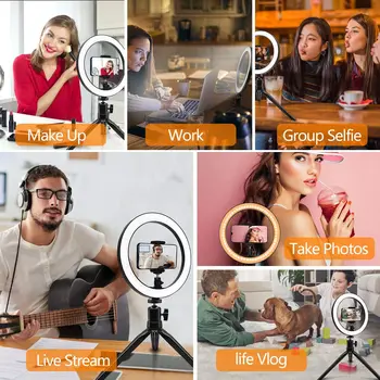 Žiedas Lempa Telefono Skambutis Šviesos Trikojis Stovas Nuotrauka Led Selfie Bluetooth Remote 